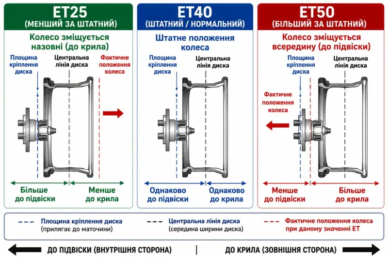 ET40 vs 8J ET40 &mdash; сравнение смещения внутреннего и внешнего краев при неизменном ET
