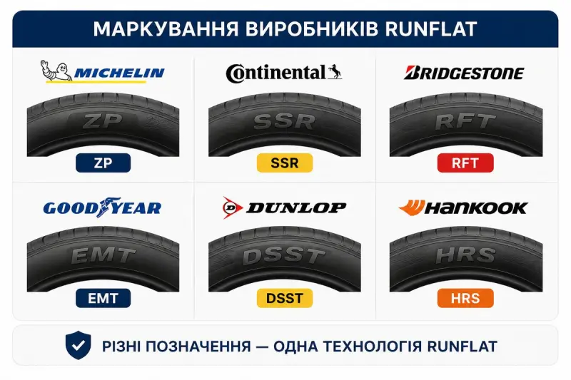 Разные обозначения &mdash; одна технология RunFlat