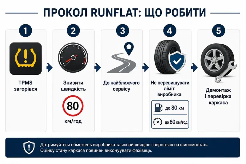 Сколько можно ехать на проколотой RunFlat и с какой скоростью
